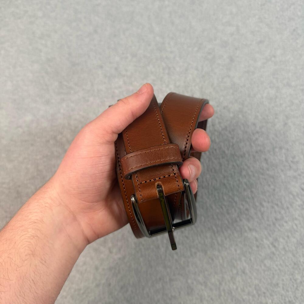 Remo Tulliani Italian Leather Belt Mens 52 Brown Made USA 180082 Buckle Heritage
